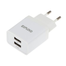 Сетевое зарядное устройство Exployd EX-Z-611, 2 USB, 3.1 А, белое