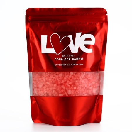 Bath salt, 330 g, aroma of strawberries with cream, pure happiness-4