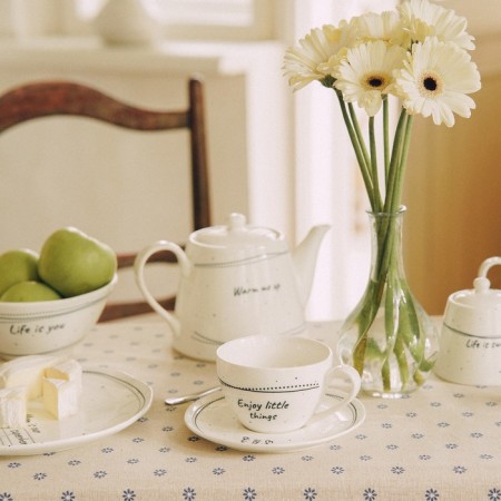 Set of Porcelain SL Home "House", 4 objects: 2 cups 275 ml, 2 saucers d = 15.5 cm, white color-7