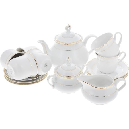 Tea Service 6/9 Constance, decor "Golden thread, gold layer", 15 items