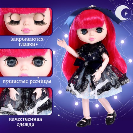 Ashlet doll "Amelia", 28 cm, blue dress-3
