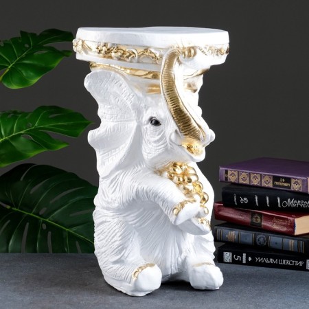 Figure - stand "Elephant sitting" white gold, 34x26x44cm