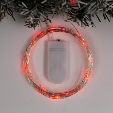 Garland “thread” 5 m dew, ip20, silver thread, 50 LED, red glow, CR2032x2