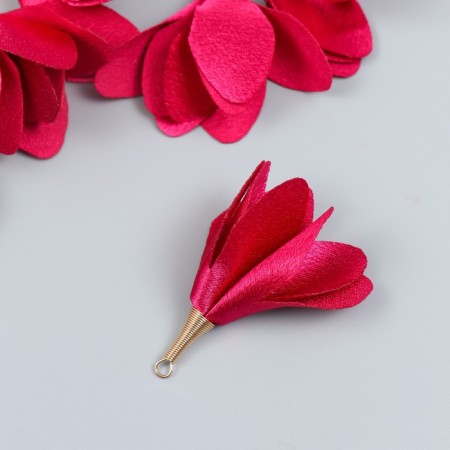 Decor for creativity Textile "Bun, raspberry color" set 6 pcs 6 cm-1
