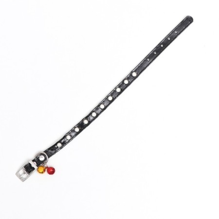 A collar with round rhinestones, 28 x 1 cm, Osh 21-25 cm, arts. The skin, black-2