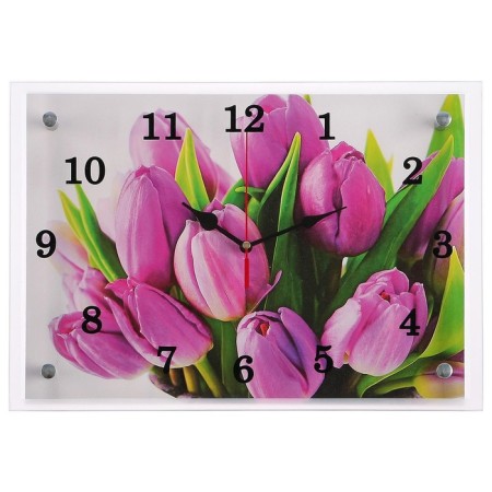 Carty clock is wall-mounted, interior "tulips", silent, 25 x 35 cm