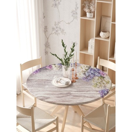 Tables on the table “Blossoming Lilac, round, oxford, elastic band, size 140x140 cm, diameter 105-120 cm-2