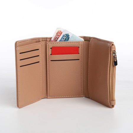 Women's wallet on magnet, beige color-5