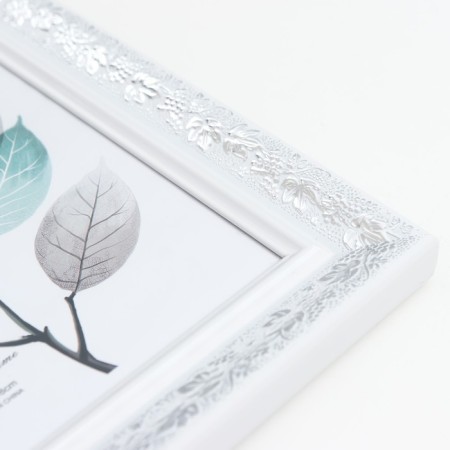 Photo frame plastic 13x18 cm "Silver grape vine" white 22x17 cm-3
