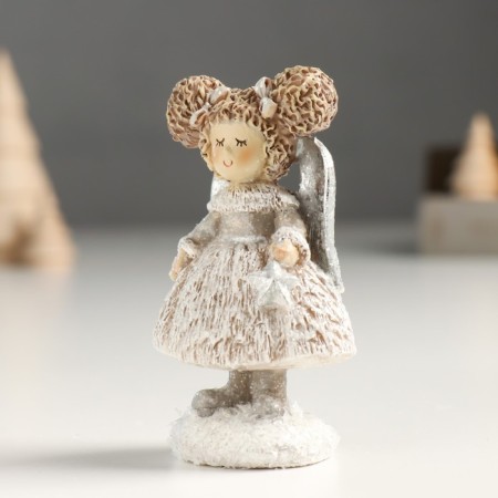 Polystone souvenir "Baby-angel with tails, with heart/star" silver mix 4x5x9 cm-4
