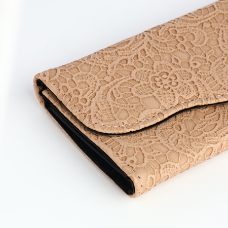 Women's wallet on magnet, beige color-3