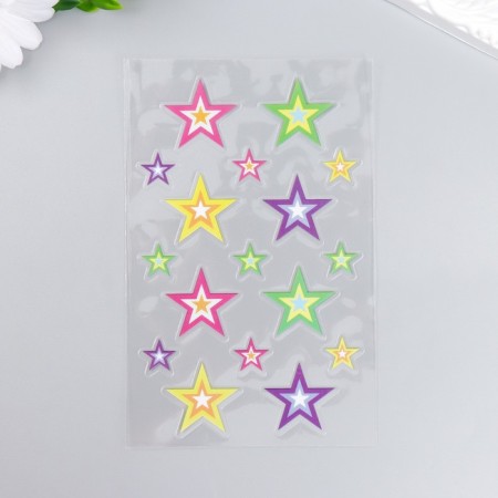 Plastic sticker "Stars/heart/flowers" mix 19x10 cm-2