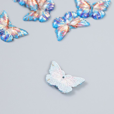 Decor for creativity Plastic "Butterfly with gold points" Blue 1.5x2.3 cm-1