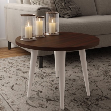 Journal table "Norwood 16", 597 × 597 × 385 mm, white color / chocolate nut