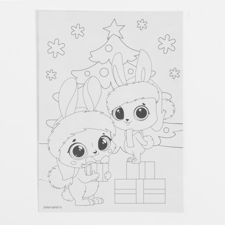 Application with rhinestones for the New Year for children "Bunny", A6, New Year's set for creativity-2