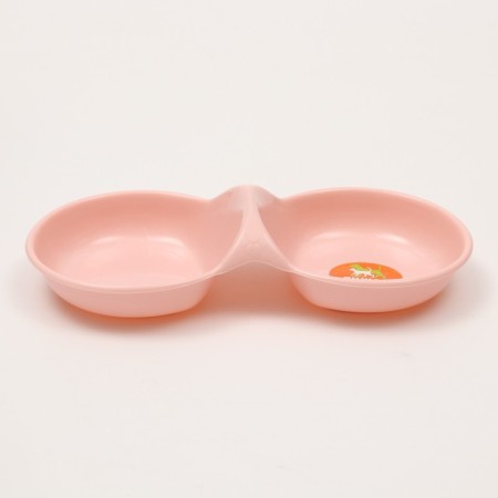 Double plastic bowl 2 x 160 ml, 24 cm x 11.5 cm x 3 cm, pink-1