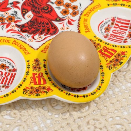 Ceramic ceramic stand for 8 Khokhloma eggs, 25 x 25 cm-2