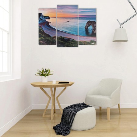 The modular picture "shore at dawn" (2-25x52; 1-30x60) 60x80 cm-3