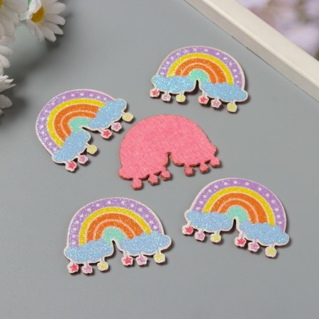 Decor for the creativity of felt lords "Rainbow with stars" 4x5 cm-1