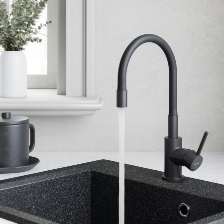 Santek and Tesio kitchen mixer, flexible surge, black matte-3