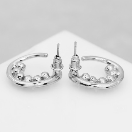 Earrings with pearls "bead" pea, color silver-2