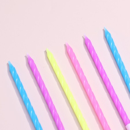Candles for the cake "Neon", 12 pcs, multi -colored, tall, 10 cm-2