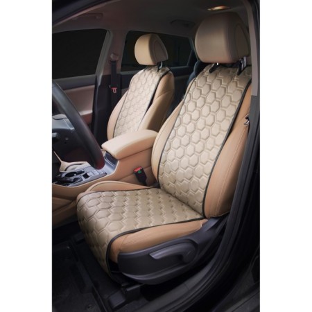 Brokes "Alcantara", front 2 pcs, eco-leather with perforation, beige, ACS-SF-03