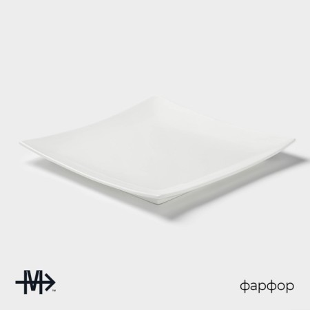 Porcelain dish for feeding Magistro "Blanche Square", D = 36.5 cm, white color-1