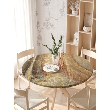 Great tablecloth “Marble Grange”, round, oxford, elastic band, size 140x140 cm, diameter 105-120 cm-2