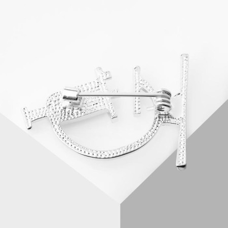 Brooch "Microscope", black and white color in silver-1