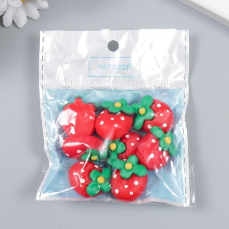 Decor for creativity plastic "Strawberry with white seeds" 2x2 cm-3