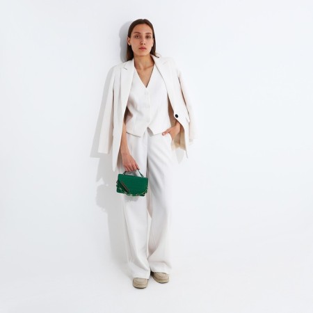 Bag Messenger with zipper, green color-8