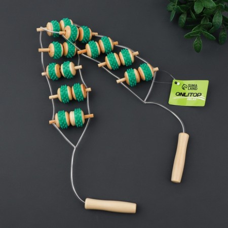 Massaging for the back, 9 links, wooden, with spikes, 84 × 7.5 × 3 cm-5