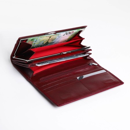 Women's wallet on a magnet, burgundy color-3