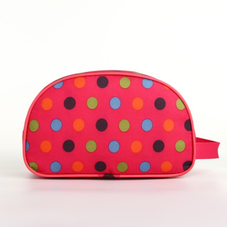 Road cosmetic bag on a zipper, with a handle, pink color-1