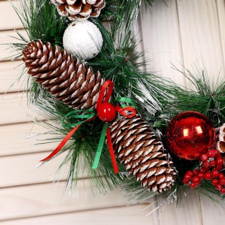 New Year's Wreath D-30 cm "Shishechki with balls"-1