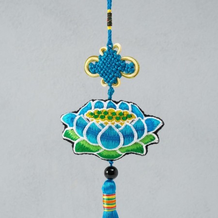 Suspension Textile "Lotus" Blue 2x10x29 cm-2