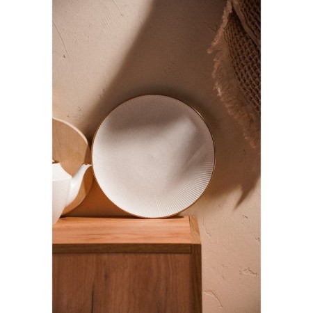 Dining porcelain SL Home "Wave in Stone", D = 25.5 cm, white color-7