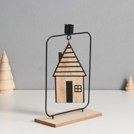 Climber metal, wood on 1 candle "House" d = 2 cm 6x15x24 cm-2