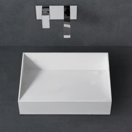ABBER STEIN AS2623 sink, invoice, 600x350x120 mm, artificial stone, white