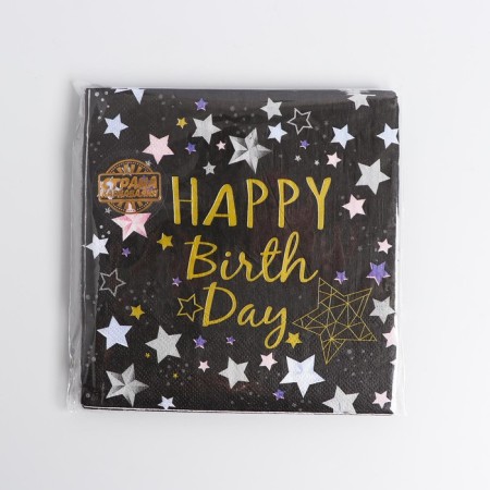 Paper napkins “Happy birthday”, 33x33 cm, set 20 pcs., Black color-4