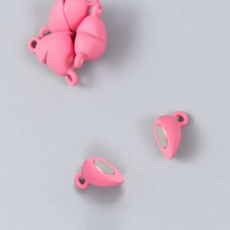 Magnetic metal lock "heart" pink matte 2 pcs 1.2x1.2 cm-1