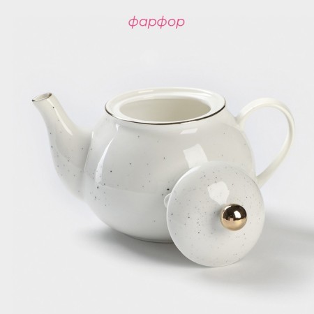 Teapot porcelain harness “Milky Way”, 900 ml, white color in specking-1