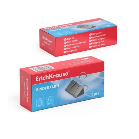 A set of paper clamps 32 mm, 12 pieces, in a cardboard box, black, Erich Krause-2
