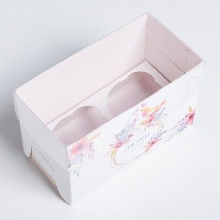 Capcake box, confectionery packaging, 2 cells “Love and Dream”, 16 x 8 x 10 cm-2