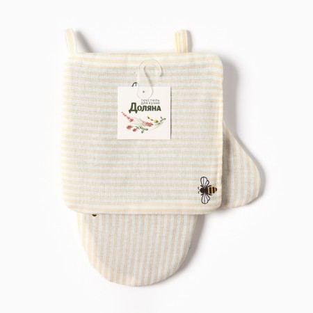Set of kitchen. Dolyana "Bee": mittens 20x27 cm, 19x19 cm tack, mint 164 g/m2, 100% HL-4
