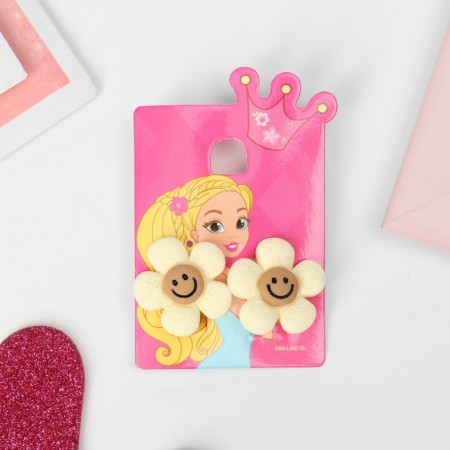 Clips children's "chosen" flower smile, color beige-brown-3