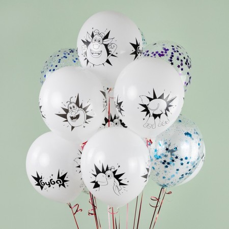 Latex ball 12 “Buba and friends”, pastel, white, 4 tbsp., Set 25 pcs., Mix-1