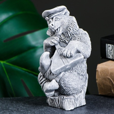 Figure "Bear in a cap with a balalaika" Gray, 14cm-3