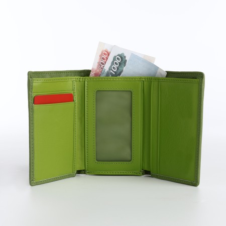 Women's wallet on magnet, green color-5